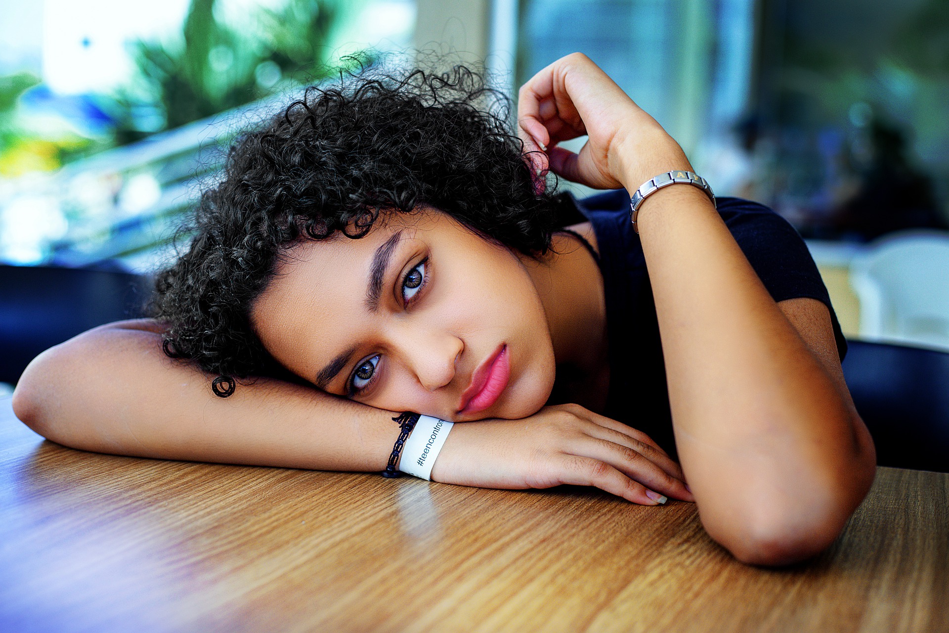 Black woman thinking